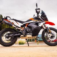 Scarico compatibile con Ktm Adventure 890 2020-2024, GP Evo4 Black Titanium, Scarico omologato, silenziatore con db killer estraibile e raccordo specifico