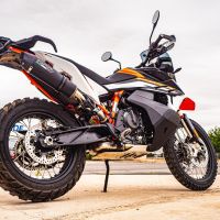 Scarico compatibile con Ktm Adventure 890 2020-2024, GP Evo4 Black Titanium, Scarico omologato, silenziatore con db killer estraibile e raccordo specifico
