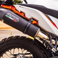 Exhaust system compatible with Ktm Adventure 890 2021-2023, GP Evo4 Black Titanium, Homologated legal slip-on exhaust including removable db killer and link pipe 