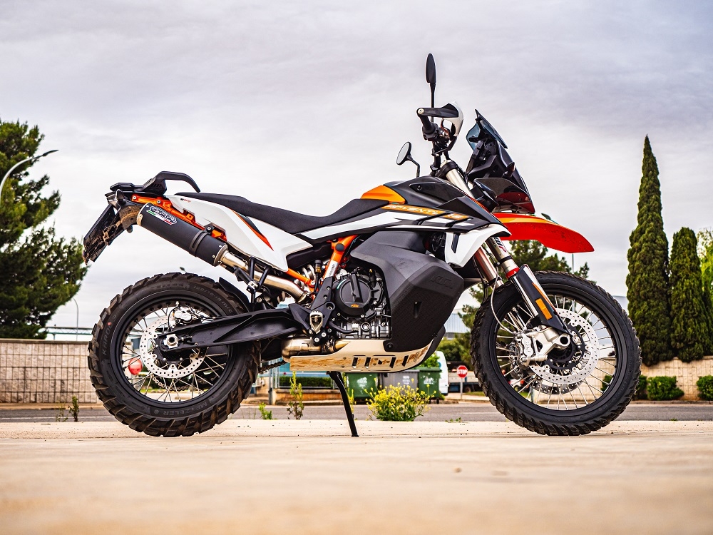 Exhaust compatible with Husqvarna Norden 901 2022-2024, M3 Black Titanium, Homologated legal slip-on exhaust including removable db killer and link pipe 
