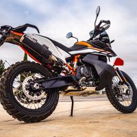 Exhaust compatible with Husqvarna Norden 901 2022-2024, M3 Black Titanium, Homologated legal slip-on exhaust including removable db killer and link pipe 