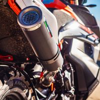 Exhaust compatible with Husqvarna Norden 901 2022-2024, M3 Black Titanium, Homologated legal slip-on exhaust including removable db killer and link pipe 