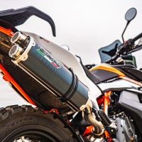 Exhaust system compatible with Husqvarna Norden 901 2022-2023, Dual Poppy, Homologated legal slip-on exhaust including removable db killer and link pipe 