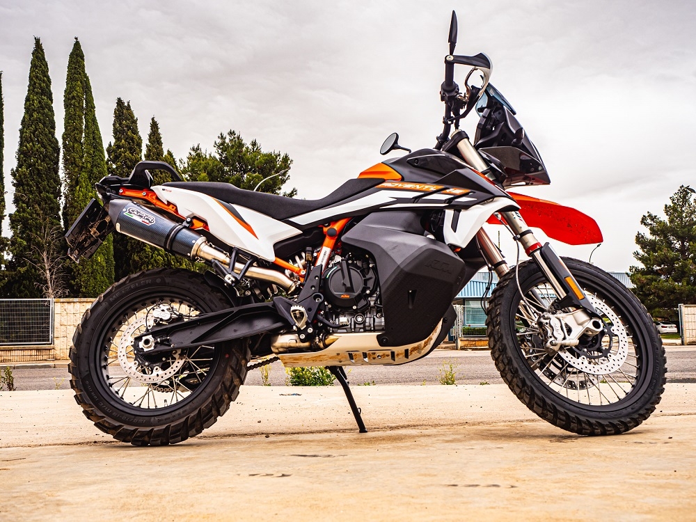 Scarico compatibile con Husqvarna Norden 901 2022-2024, GP Evo4 Poppy, Scarico omologato, silenziatore con db killer estraibile e raccordo specifico