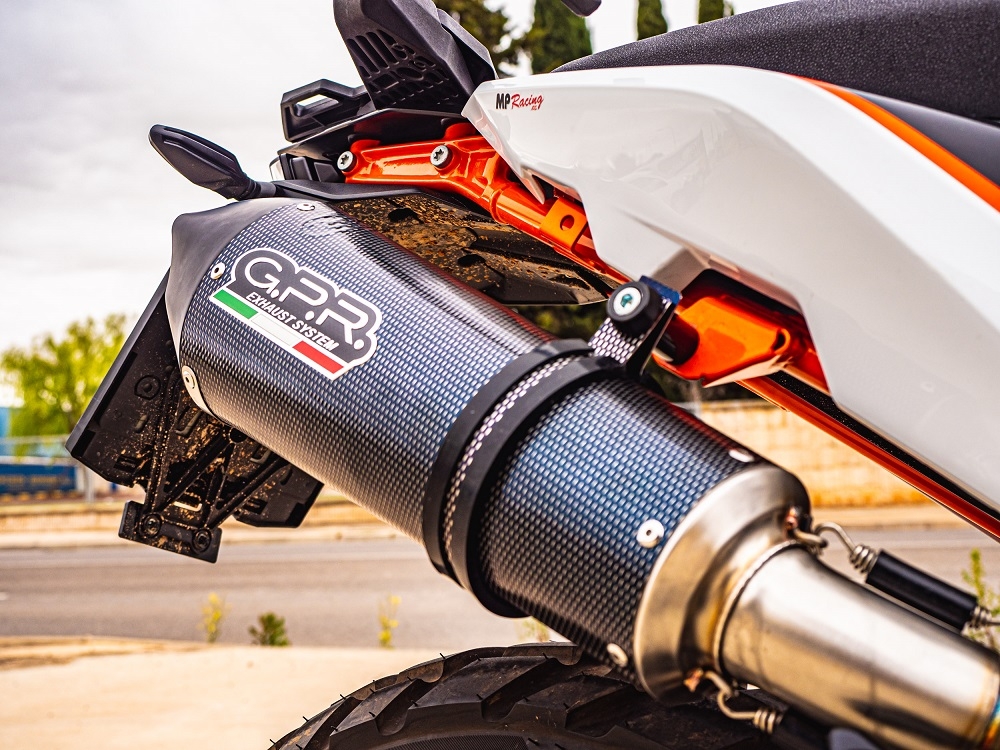 Scarico compatibile con Husqvarna Norden 901 2022-2024, GP Evo4 Poppy, Scarico omologato, silenziatore con db killer estraibile e raccordo specifico