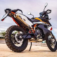 Scarico compatibile con Ktm Adventure 890 2021-2023, Powercone Evo, Scarico omologato, silenziatore con db killer estraibile e raccordo specifico