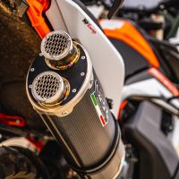 Exhaust system compatible with Ktm Adventure 890 2021-2023, Dual Poppy, Homologated legal slip-on exhaust including removable db killer and link pipe 