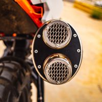 Scarico compatibile con Ktm Duke 890 2021-2023, Dual Poppy, Scarico omologato, silenziatore con db killer estraibile e raccordo specifico