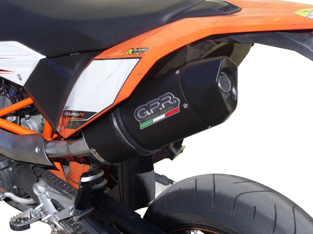 Exhaust compatible with Ktm Enduro 690 R 2007-2016, Furore Nero, Homologated legal full system exhaust, including removable db killer 