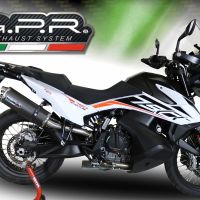 Scarico compatibile con Ktm Adventure 790 2018-2020, Dual Poppy, Scarico omologato, silenziatore con db killer estraibile e raccordo specifico