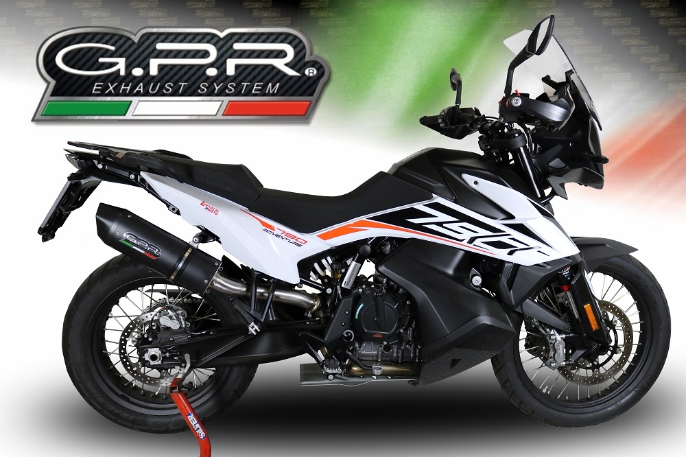 Scarico compatibile con Ktm Adventure 790 2018-2020, Furore Evo4 Nero, Scarico omologato, silenziatore con db killer estraibile e raccordo specifico
