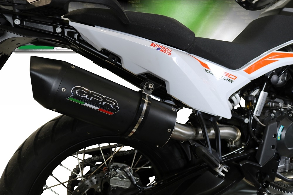 Scarico compatibile con Ktm Adventure 790 2018-2020, Furore Evo4 Nero, Scarico omologato, silenziatore con db killer estraibile e raccordo specifico