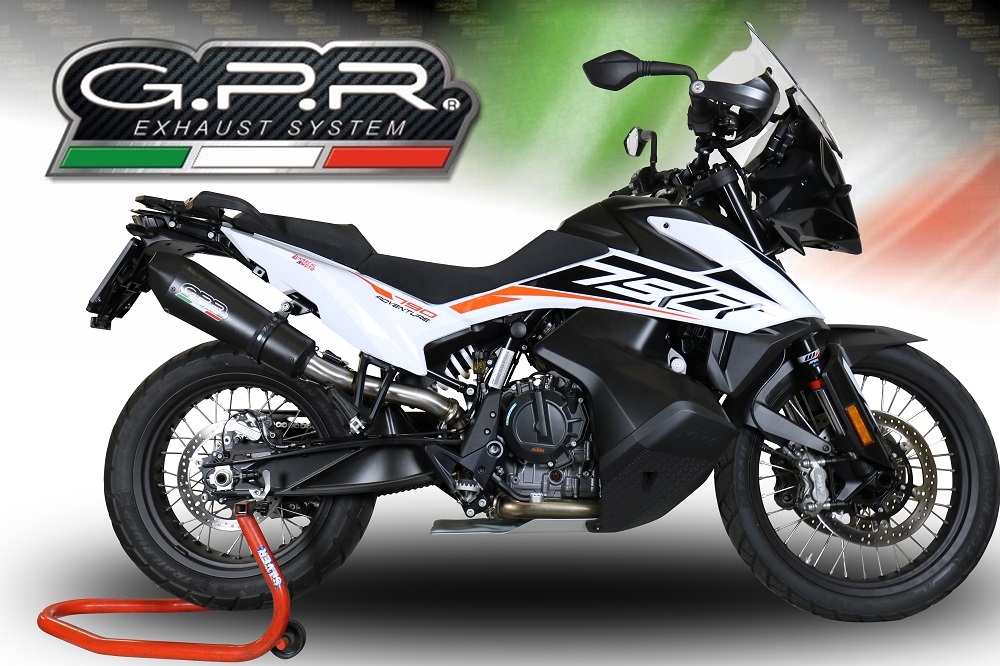 Scarico compatibile con Ktm Adventure 790 2018-2020, GP Evo4 Black Titanium, Scarico omologato, silenziatore con db killer estraibile e raccordo specifico