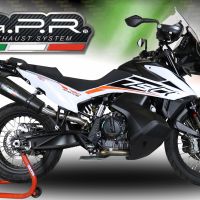 Scarico compatibile con Ktm Adventure 790 2018-2020, GP Evo4 Black Titanium, Scarico omologato, silenziatore con db killer estraibile e raccordo specifico