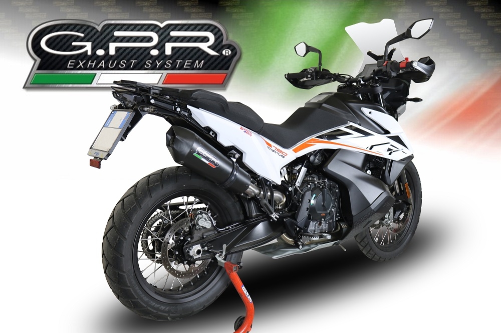 Scarico compatibile con Ktm Adventure 790 2018-2020, GP Evo4 Black Titanium, Scarico omologato, silenziatore con db killer estraibile e raccordo specifico
