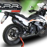 Exhaust system compatible with Ktm Adventure 790 2021-2023, GP Evo4 Black Titanium, Homologated legal slip-on exhaust including removable db killer and link pipe 