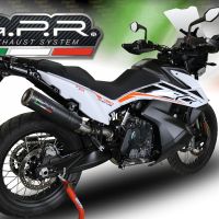 Exhaust system compatible with Ktm Adventure 790 2021-2023, M3 Black Titanium, Homologated legal slip-on exhaust including removable db killer and link pipe 