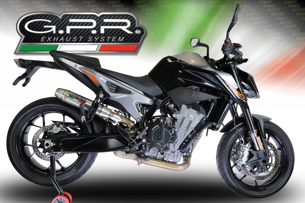 Scarico compatibile con Ktm Duke 790 2017-2020, Deeptone Inox, Terminale di scarico racing, con raccordo, senza omologazione
