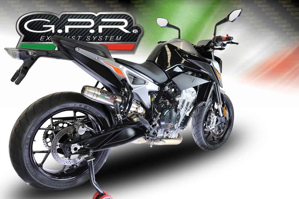 Scarico compatibile con Ktm Duke 790 2017-2020, Deeptone Inox, Terminale di scarico racing, con raccordo, senza omologazione