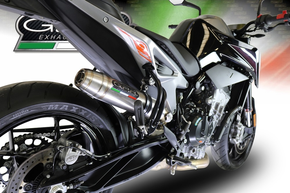 Scarico compatibile con Ktm Duke 790 2017-2020, Deeptone Inox, Terminale di scarico racing, con raccordo, senza omologazione