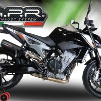 Exhaust system compatible with Ktm Duke 790 2017-2020, M3 Black Titanium, Homologated legal slip-on exhaust including removable db killer and link pipe 