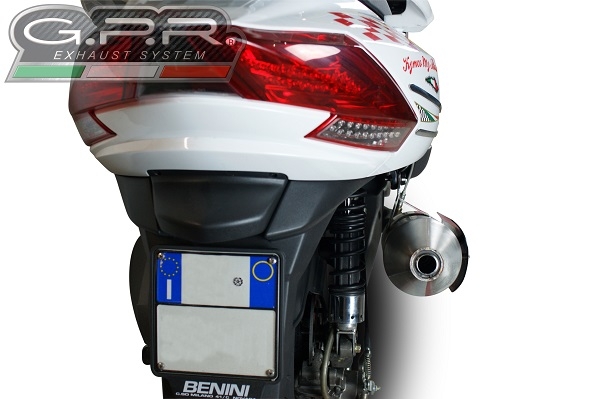 Exhaust compatible with Kymco Myroad 700 2012-2016, Power Bomb, Homologated legal slip-on exhaust including removable db killer and link pipe 