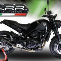 Exhaust system compatible with Benelli Leoncino 500 Trail 2017-2020, Furore Nero, Homologated legal slip-on exhaust including removable db killer and link pipe 