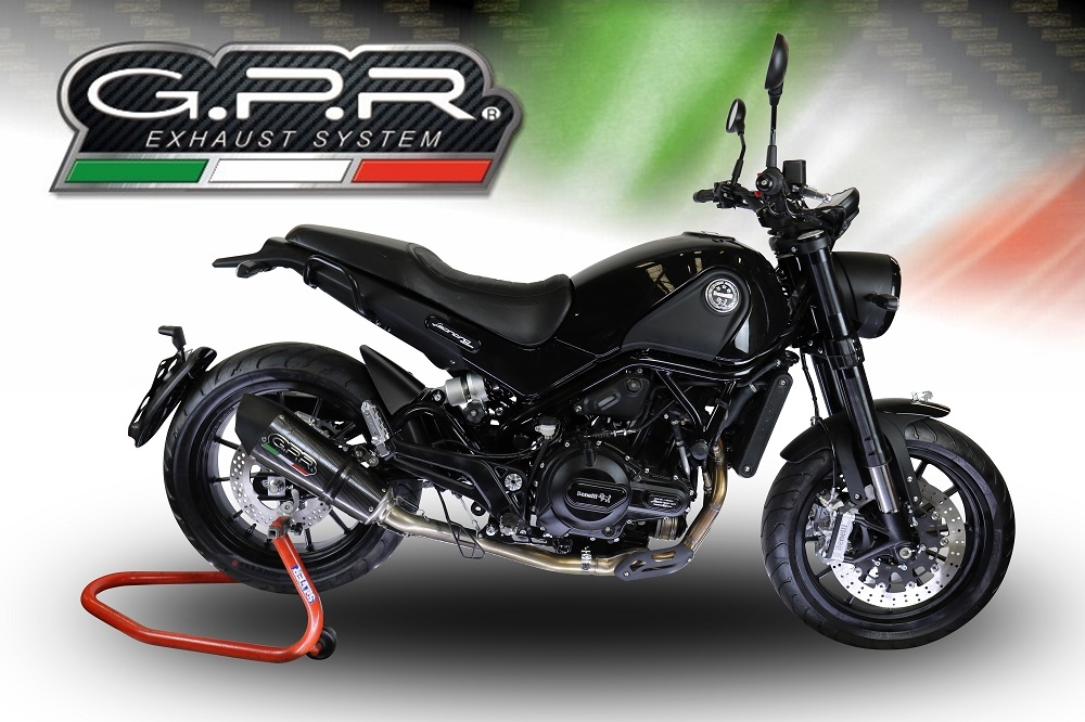 Scarico compatibile con Benelli Leoncino 500 2017-2024, GP Evo4 Poppy, Scarico omologato, silenziatore con db killer estraibile e raccordo specifico