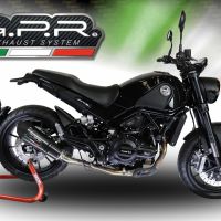 Exhaust system compatible with Benelli Leoncino 500 Trail 2017-2020, Gpe Ann. Poppy, Homologated legal slip-on exhaust including removable db killer and link pipe 