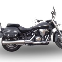 Exhaust compatible with Yamaha Xvs 1300 Midnight Star 2006-2014, Inox Oval Bomb, Homologated legal slip-on exhaust including removable db killer, link pipe and catalyst 