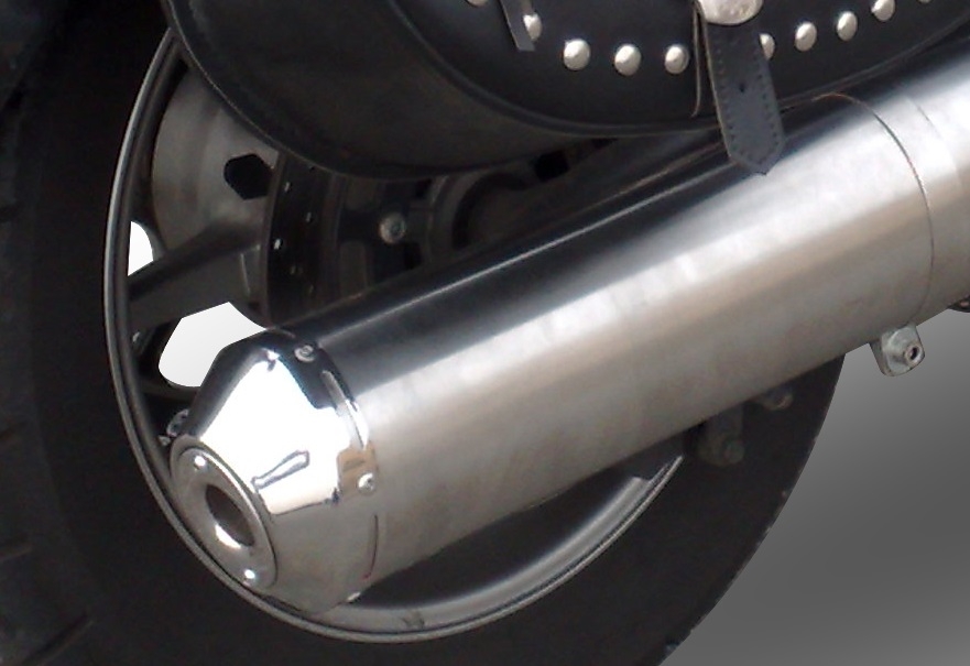 Exhaust compatible with Yamaha Xvs 1300 Midnight Star 2006-2014, Inox Oval Bomb, Homologated legal slip-on exhaust including removable db killer, link pipe and catalyst 
