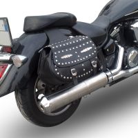 Exhaust system compatible with Yamaha Xvs 1300 Midnight Star 2006-2014, Inox Oval Bomb, Homologated legal slip-on exhaust including removable db killer and link pipe 