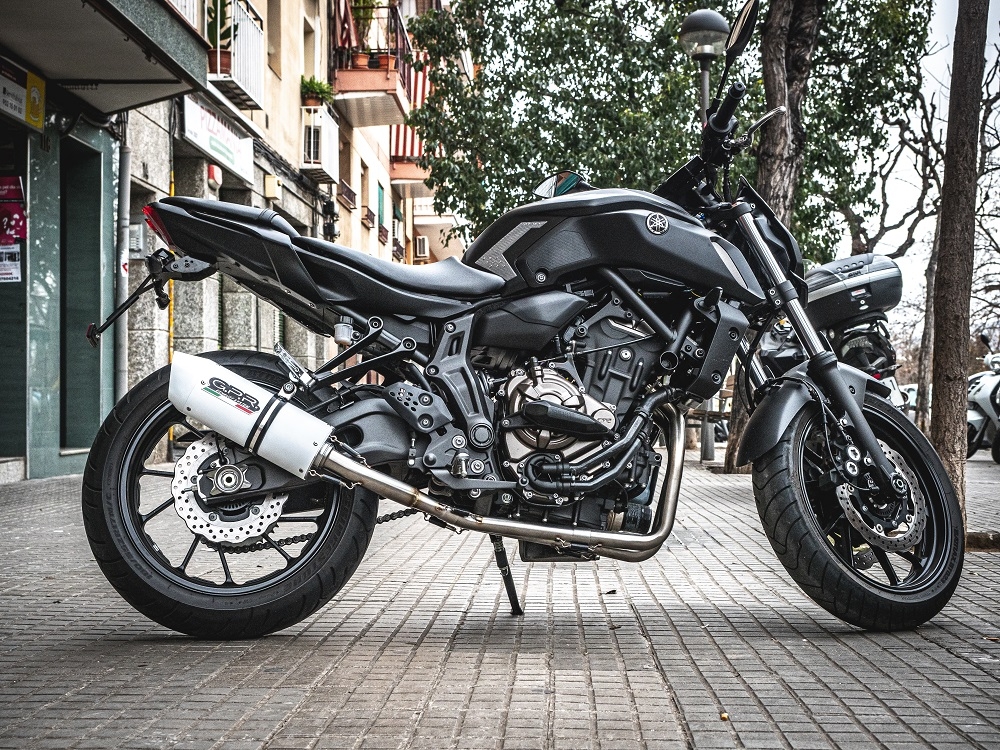 Exhaust compatible with Yamaha Mt-07 2014-2016, Albus Ceramic, Homologated legal full system exhaust, including removable db killer 