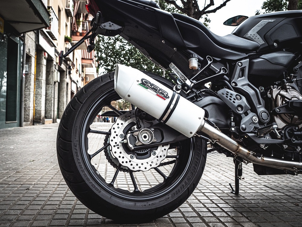 Exhaust compatible with Yamaha Mt-07 2014-2016, Albus Ceramic, Homologated legal full system exhaust, including removable db killer 