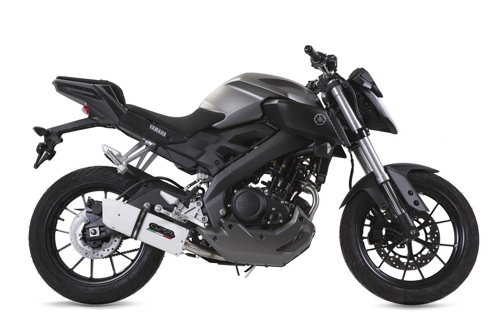 Scarico compatibile con Yamaha Mt 125 2017-2019, Albus Evo4, Terminale di scarico omologato, fornito con db killer estraibile, catalizzatore e raccordo specifico