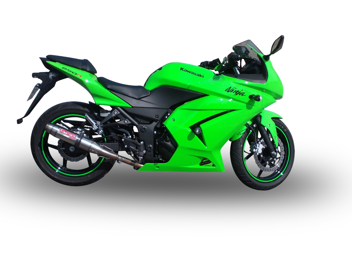 Scarico compatibile con Kawasaki Ninja 250 R 2007-2016, Deeptone Inox, Scarico omologato, silenziatore con db killer estraibile e raccordo specifico