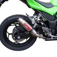 Scarico compatibile con Kawasaki Ninja 300 R 2012-2017, Deeptone Inox, Scarico omologato, silenziatore con db killer estraibile e raccordo specifico