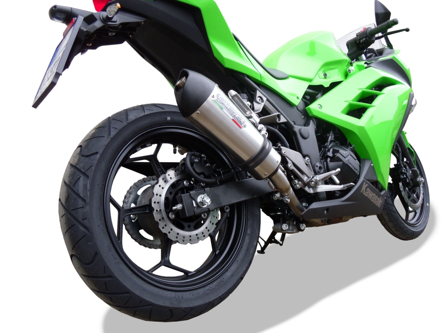 Scarico compatibile con Kawasaki Ninja 300 R 2012-2017, Gpe Ann. titanium, Scarico omologato, silenziatore con db killer estraibile e raccordo specifico
