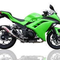 Scarico compatibile con Kawasaki Ninja 300 R 2012-2017, Powercone Evo, Scarico omologato, silenziatore con db killer estraibile e raccordo specifico