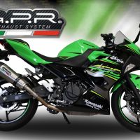 Scarico compatibile con Kawasaki Ninja 400 2018-2022, GP Evo4 Titanium, Scarico omologato, silenziatore con db killer estraibile e raccordo specifico