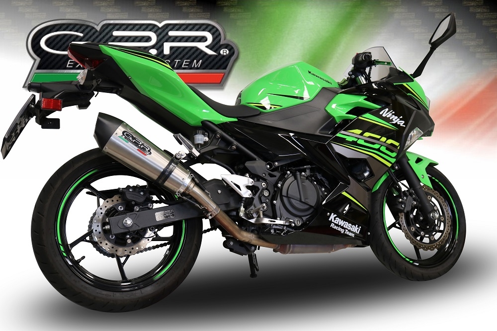 Scarico compatibile con Kawasaki Ninja 400 2018-2022, Gpe Ann. titanium, Scarico completo racing,fornito con collettore specifico, non legale per uso stradale