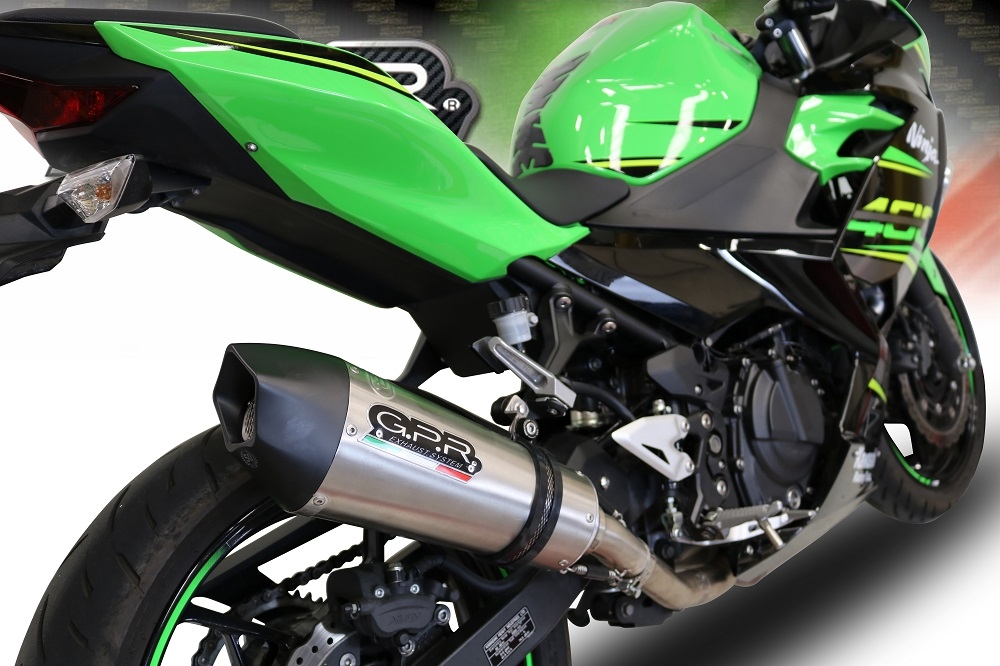 Scarico compatibile con Kawasaki Ninja 400 2018-2022, Gpe Ann. titanium, Scarico completo racing,fornito con collettore specifico, non legale per uso stradale