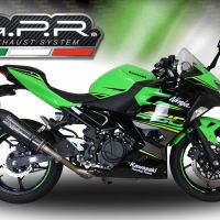 Exhaust system compatible with Kawasaki Ninja 400 2023-2024, GP Evo4 Poppy, Homologated legal slip-on exhaust including removable db killer and link pipe 
