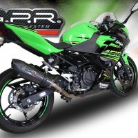 Scarico compatibile con Kawasaki Ninja 400 2018-2022, GP Evo4 Poppy, Scarico omologato, silenziatore con db killer estraibile e raccordo specifico