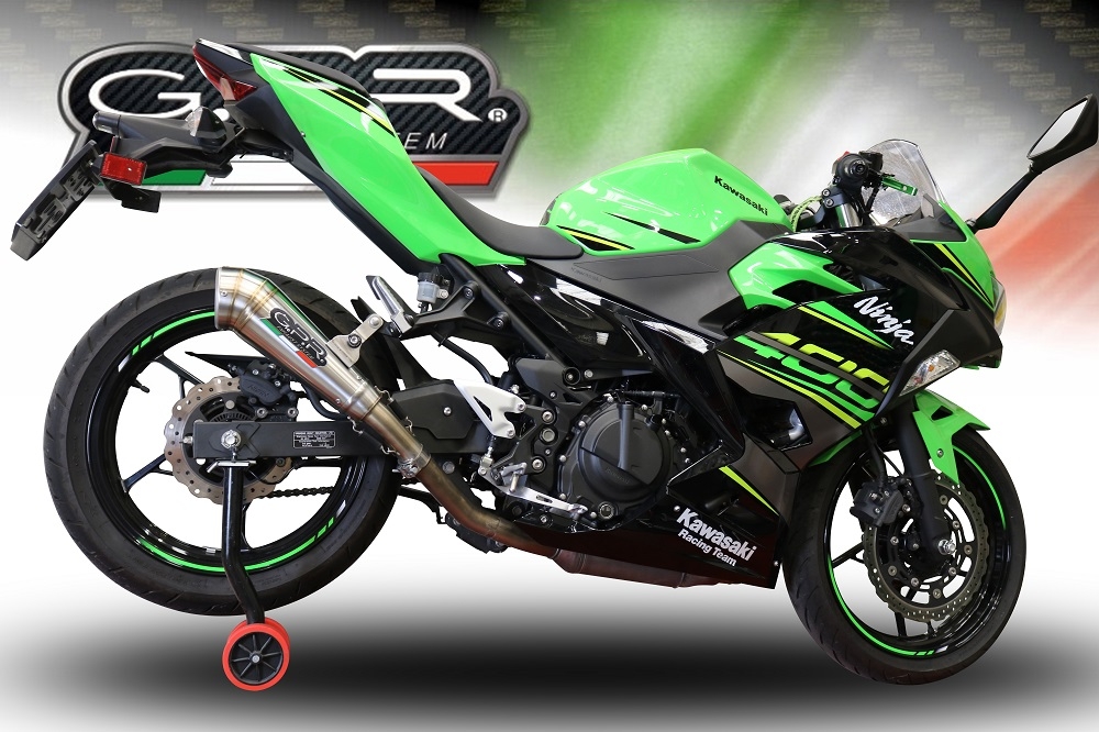 Scarico compatibile con Kawasaki Ninja 400 2018-2022, Powercone Evo, Scarico omologato, silenziatore con db killer estraibile e raccordo specifico