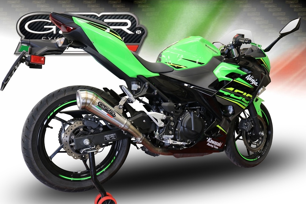 Scarico compatibile con Kawasaki Ninja 500 2023-2025, Powercone Evo, Scarico omologato, silenziatore con db killer estraibile e raccordo specifico