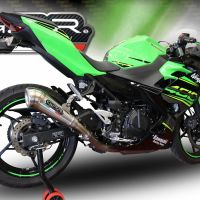 Scarico compatibile con Kawasaki Ninja 400 2018-2022, Powercone Evo, Scarico omologato, silenziatore con db killer estraibile e raccordo specifico