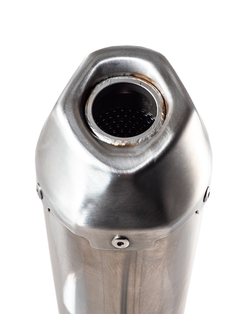 Exhaust system compatible with Gas Gas EX 450F 2024-2025, Pentacross Inox, Racing slip-on exhaust, including link pipe and removable db killer/spark arrestor 