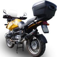 Scarico compatibile con Bmw R 1150 Gs -Adventure 1999-2004, Furore Nero, Scarico omologato, silenziatore con db killer estraibile e raccordo specifico