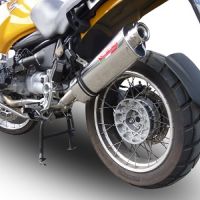 Exhaust system compatible with Bmw R 850 R 2003-2007, Trioval, Homologated legal slip-on exhaust including removable db killer and link pipe 